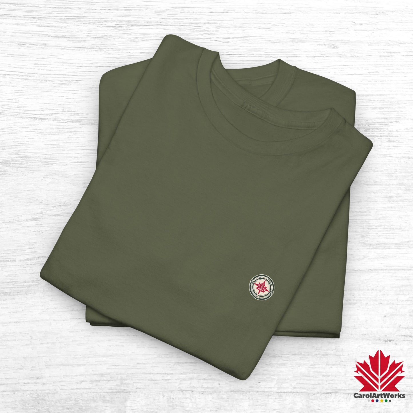 “North Strong” Compass Design – Unisex Cotton Tee – Navigate Adventure with Canadian Pride