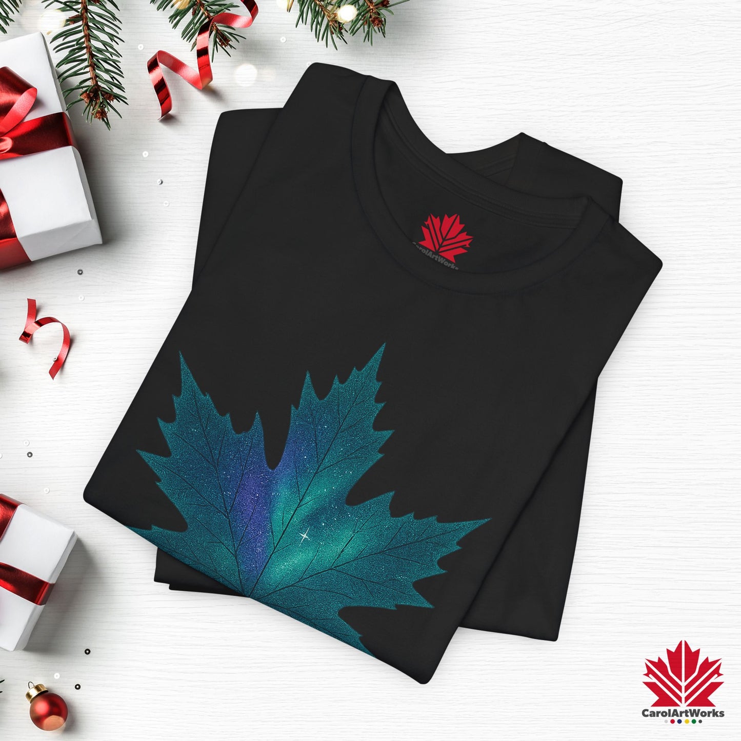 True North Christmas | Maple Leaf Holiday Tee | Proudly Canadian Christmas Shirt – Premium Cotton Gift
