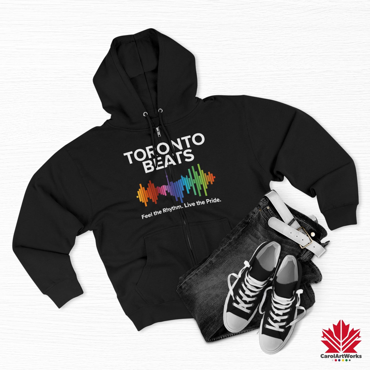 Sweat à capuche zippé Toronto Beats – Cool en ville avec un rythme chaleureux.