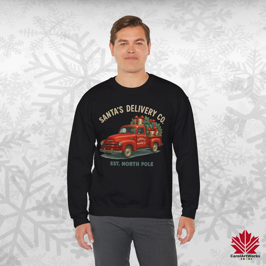 Santa’s Delivery Truck Sweatshirt | Vintage Christmas Crewneck | Canadian Fleece, Premium Quality