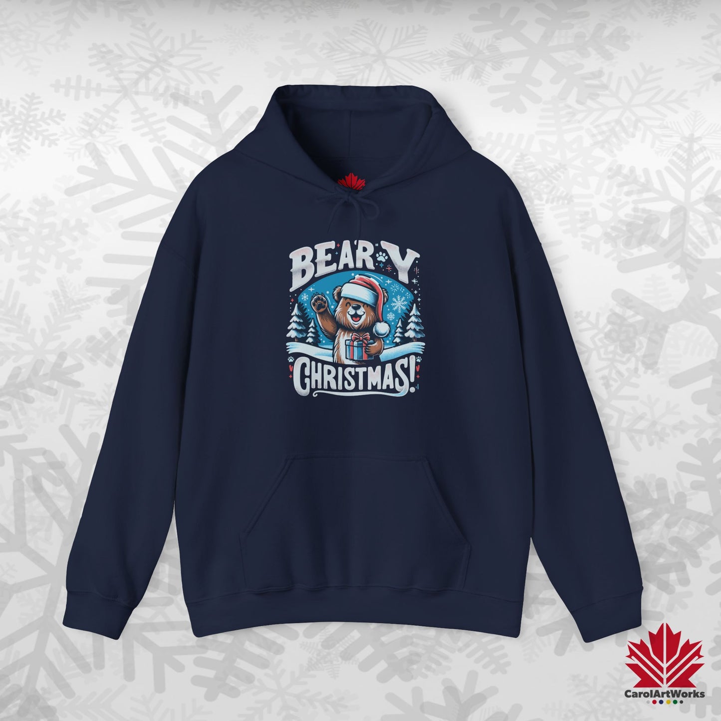 Beary Christmas Hoodie | Funny Bear Christmas Hoodie | Canadian Fleece Hoodie – Premium Softstyle Cotton