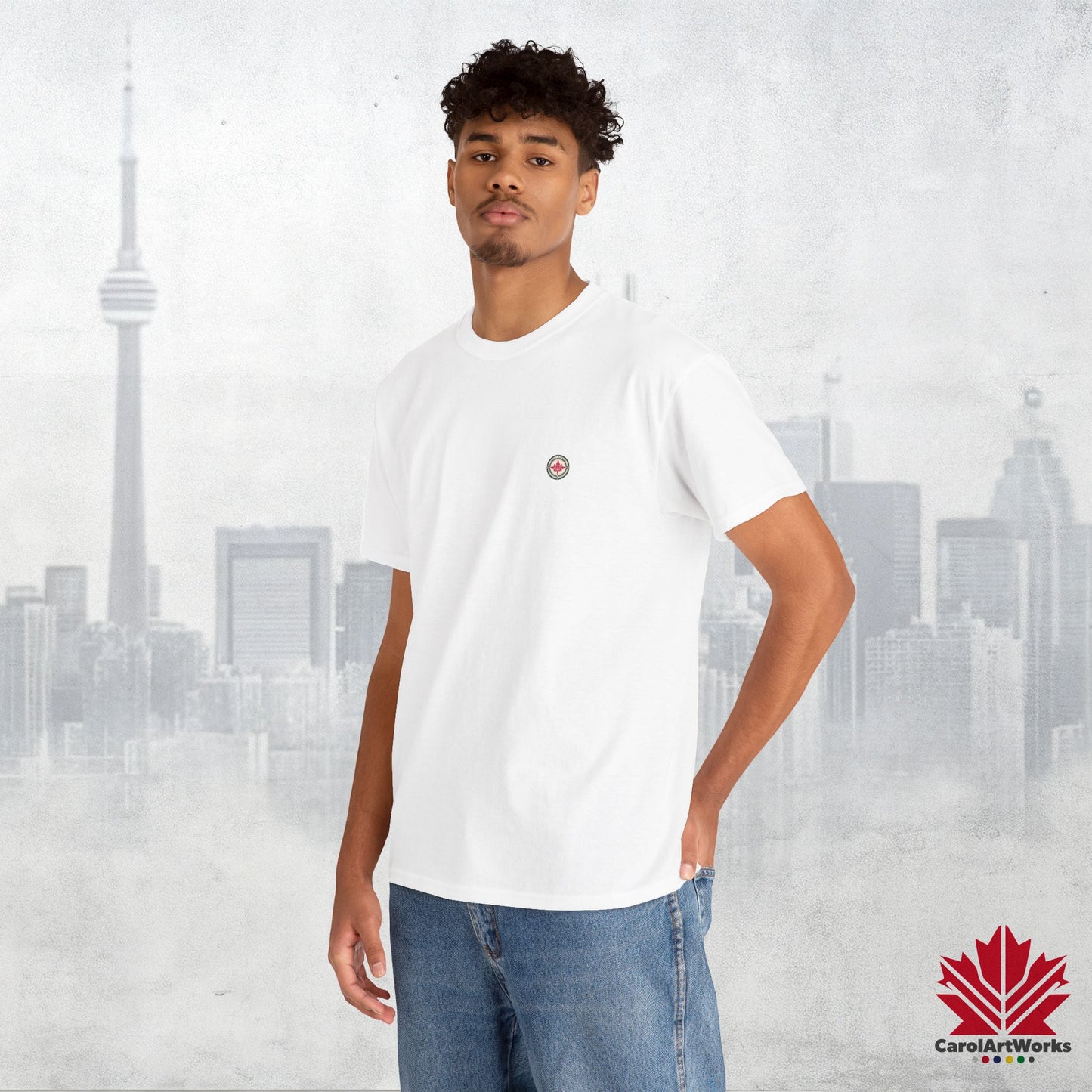 “North Strong” Compass Design – Unisex Cotton Tee – Navigate Adventure with Canadian Pride