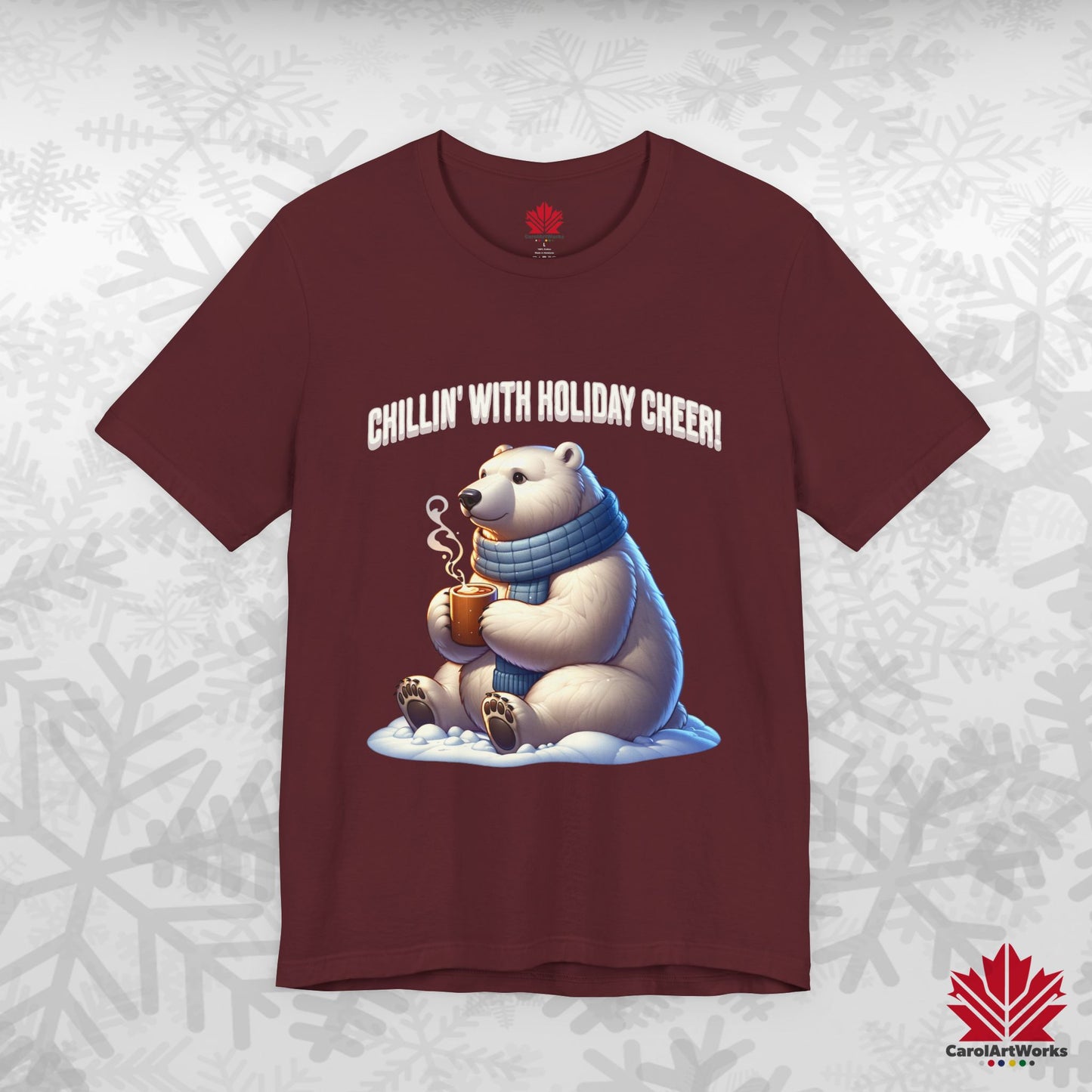 Chillin’ With Holiday Cheer | Polar Bear Christmas Tee | Cozy Canadian Holiday Shirt – Premium Cotton