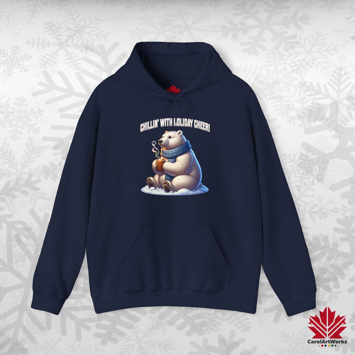 Chillin’ With Holiday Cheer Hoodie | Polar Bear Christmas Hoodie | Canadian-Made Fleece Hoodie