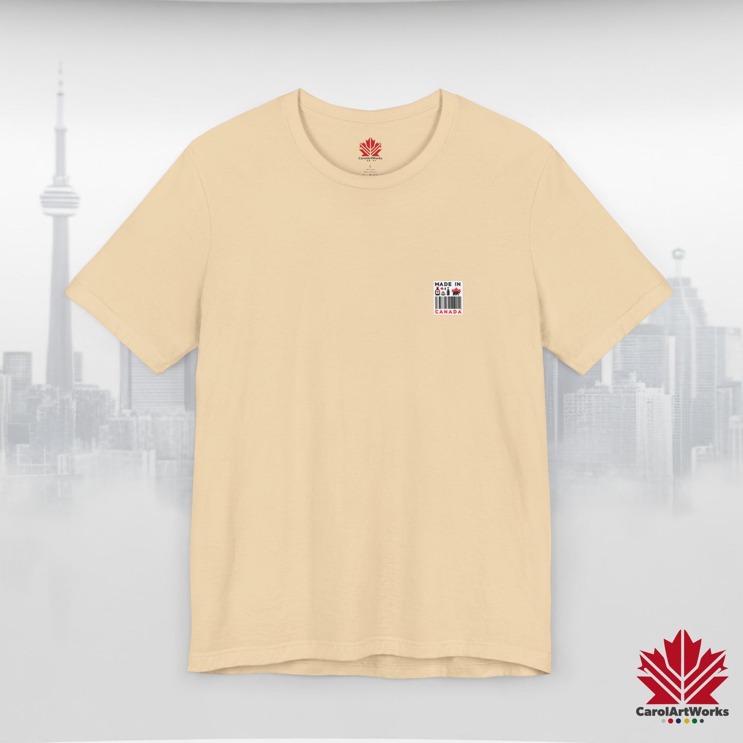 "Made in Canada" product label Design Unisex Short Sleeve Tee β Minimalist, Playful, and Proud