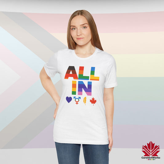 ALL IN Heart. Voice. Pride. - Premium Unisex T-Shirt - Bold Pride Statement for Everyone