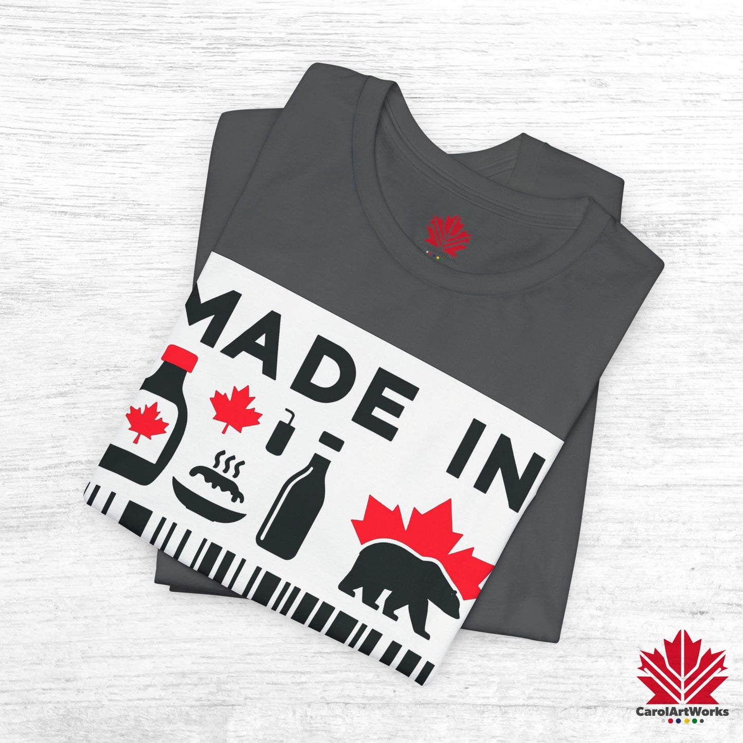 "Made in Canada" product label Design Unisex Short Sleeve Tee β Minimalist, Playful, and Proud