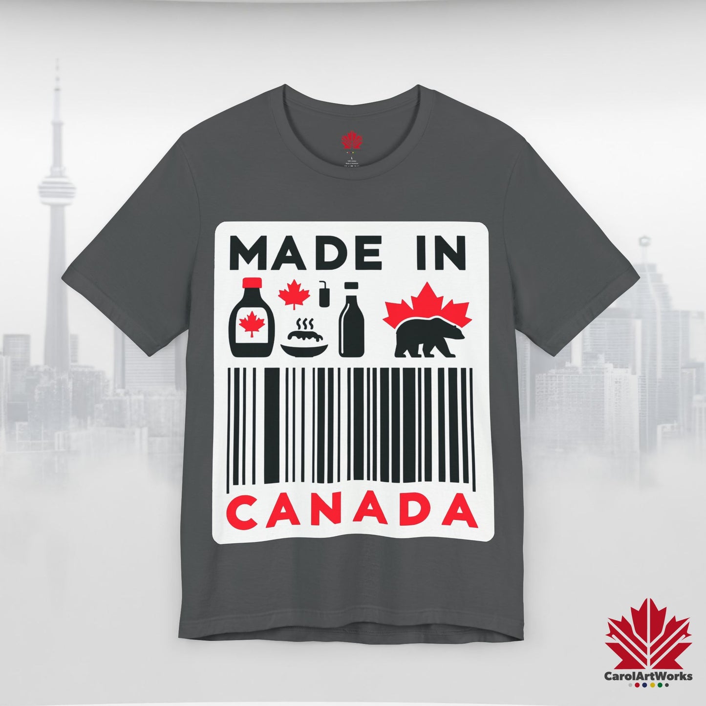 "Made in Canada" product label Design Unisex Short Sleeve Tee β Minimalist, Playful, and Proud