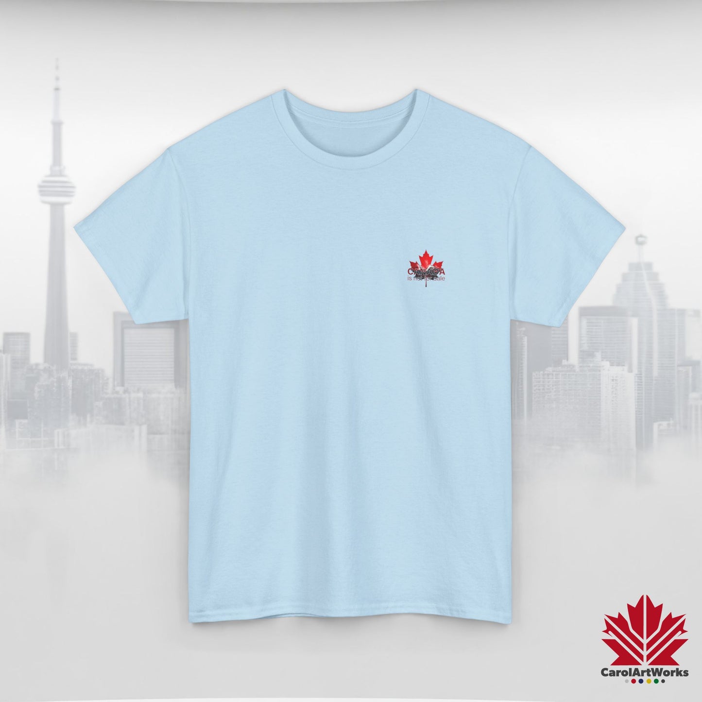 “Canada is not for Sale” Unisex Heavy Cotton Tee – Red Maple Leaf and Mountains, Stylish Canada Shirt