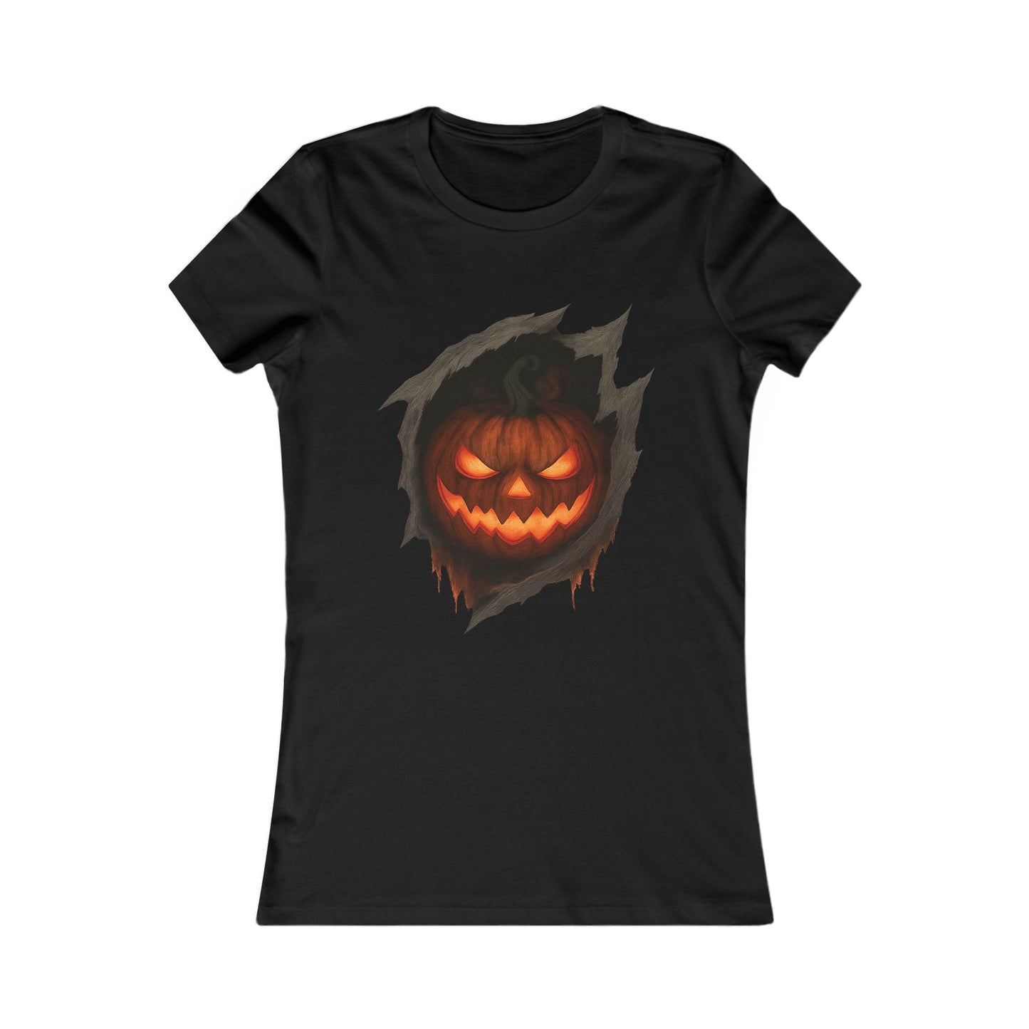 Pumpkin Core – Spooky Halloween Women’s Tee | Burning Pumpkin Face Design