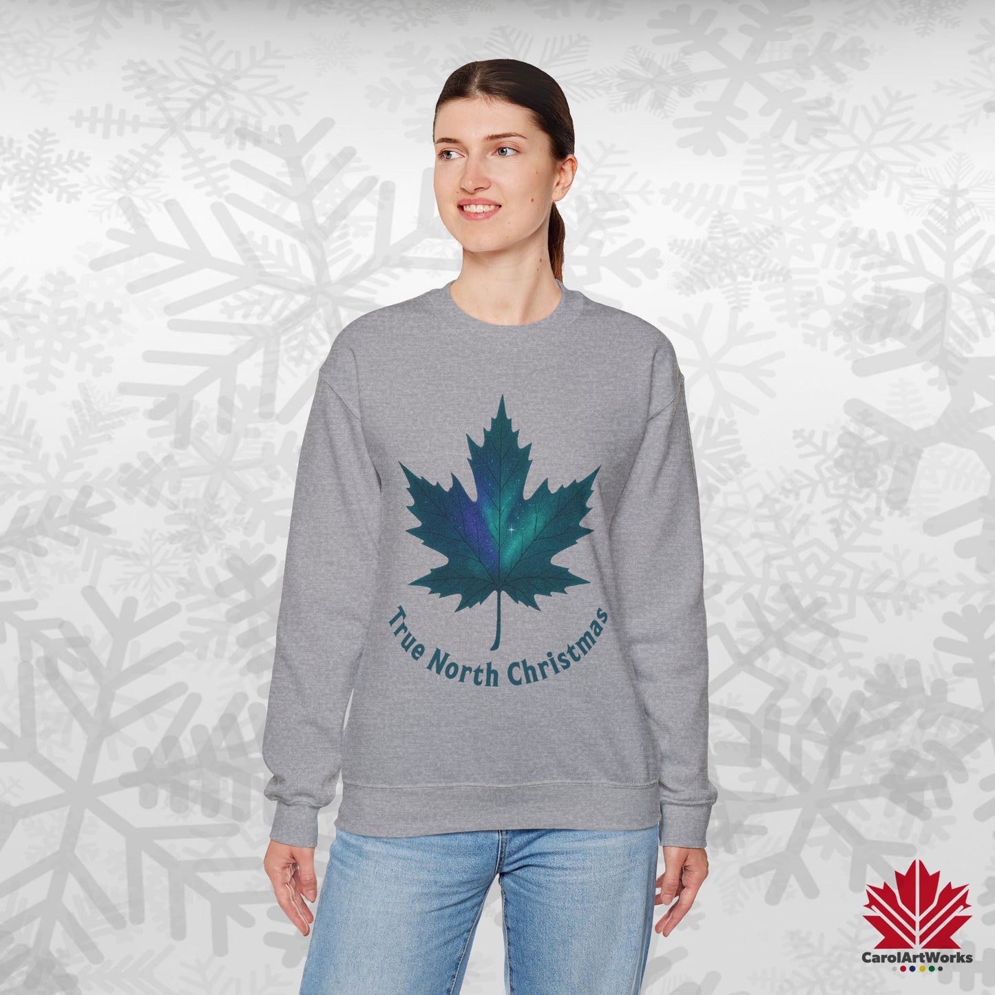 True North Christmas Sweatshirt | Maple Leaf Holiday Crewneck | Premium Fleece, Canadian-Made