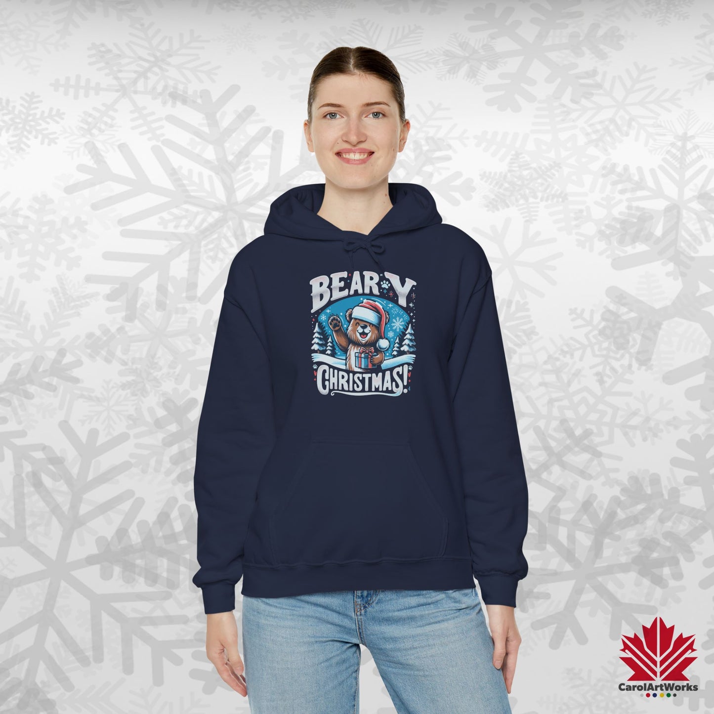 Beary Christmas Hoodie | Funny Bear Christmas Hoodie | Canadian Fleece Hoodie – Premium Softstyle Cotton