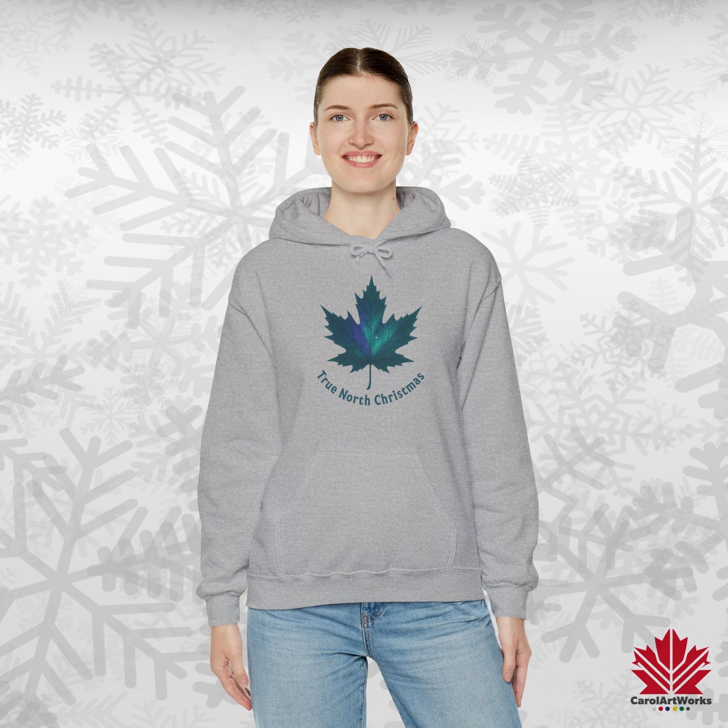 True North Christmas Hoodie | Maple Leaf Holiday Hoodie | Canadian Fleece Hoodie – Premium Softstyle Cotton