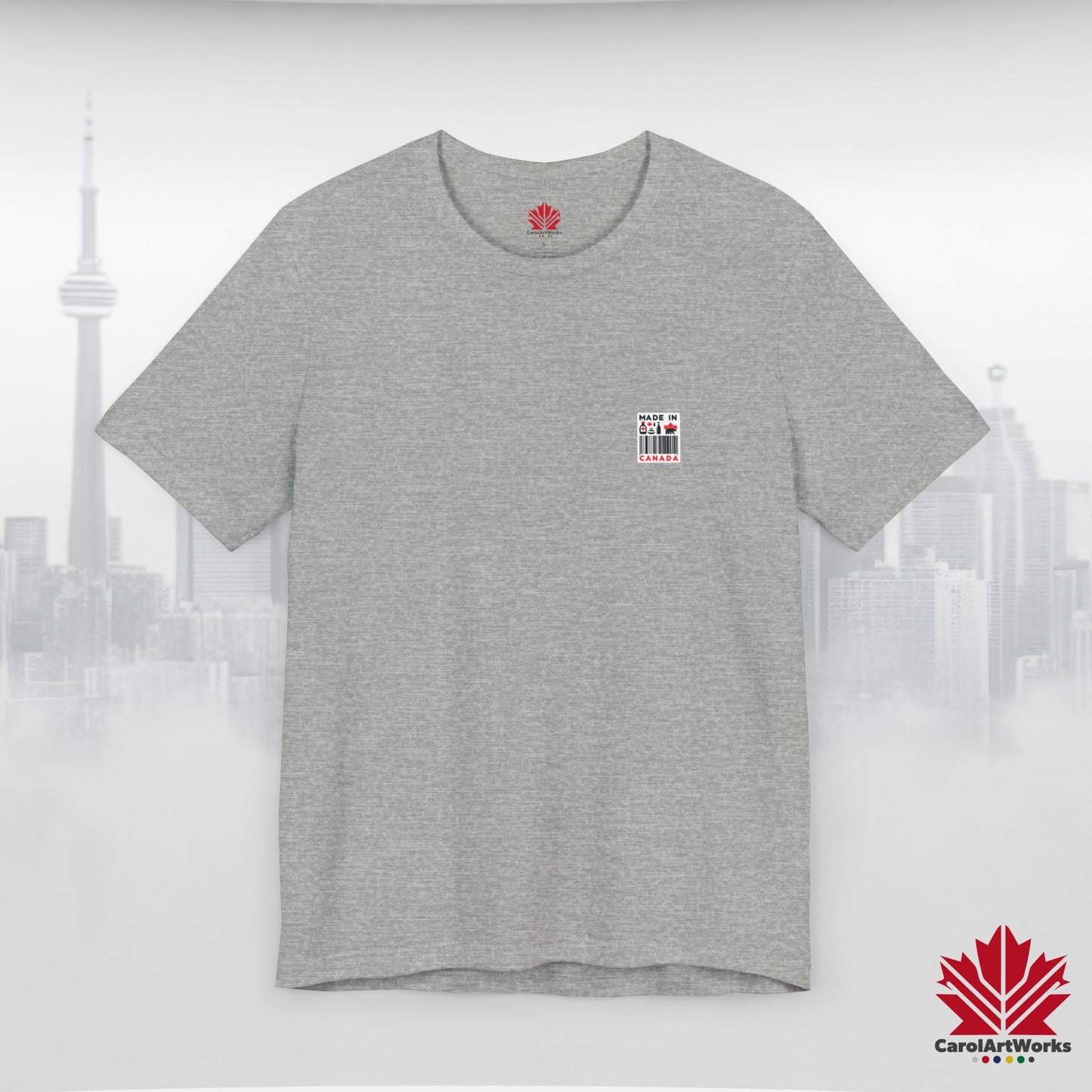 "Made in Canada" product label Design Unisex Short Sleeve Tee β Minimalist, Playful, and Proud
