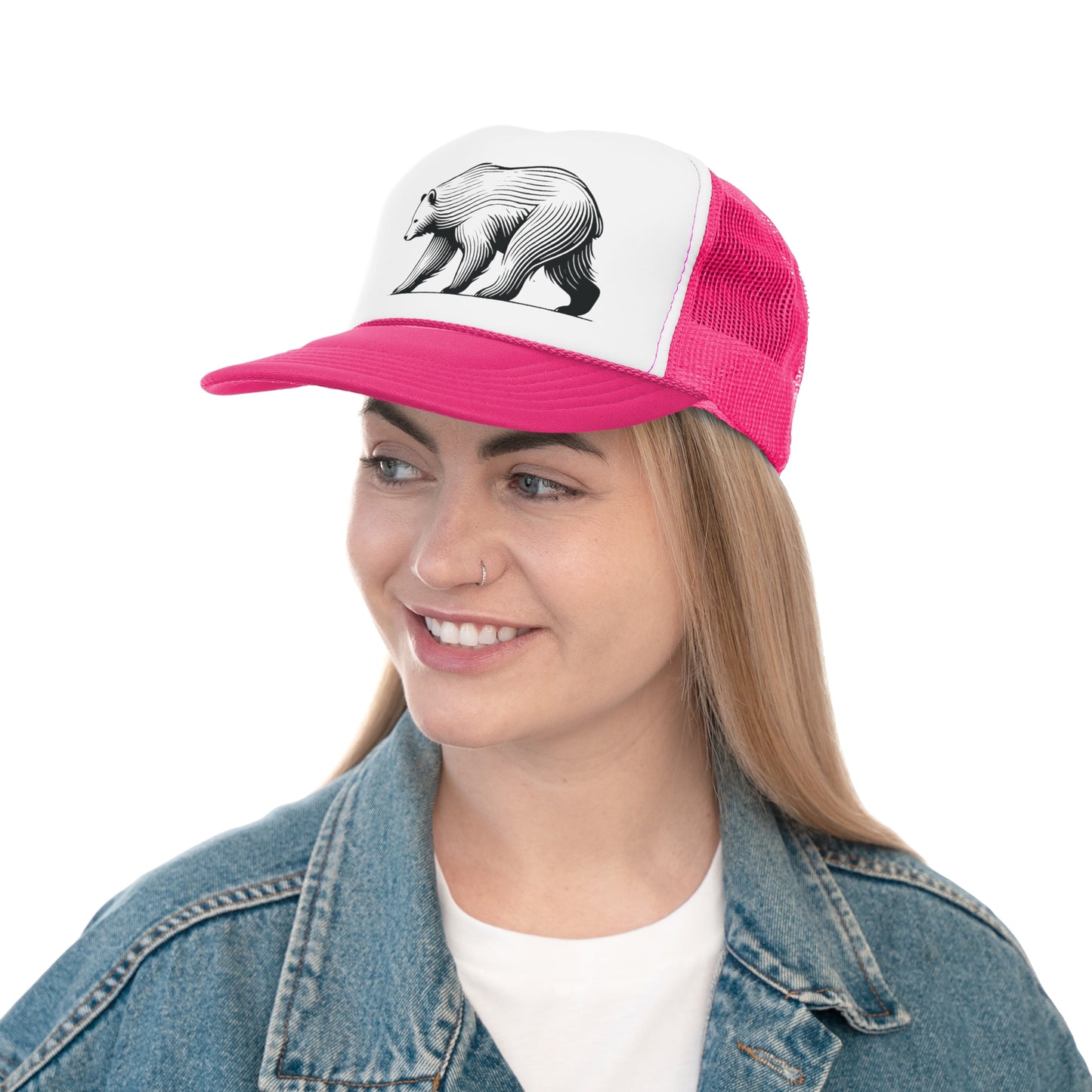 scandinavian minimalistic BEAR Design Trucker Cap β Outdoor Adventure Hat for Nature Lovers
