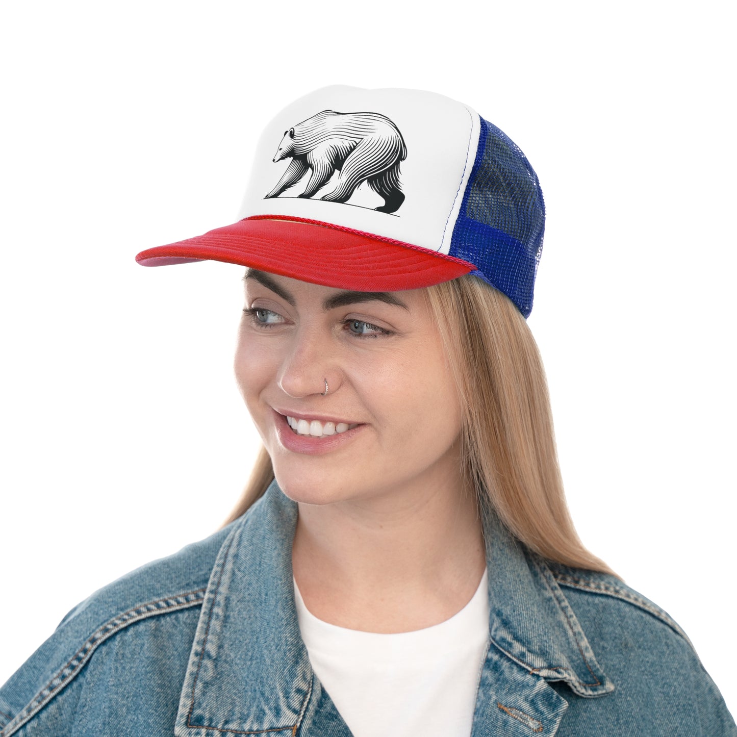 scandinavian minimalistic BEAR Design Trucker Cap β Outdoor Adventure Hat for Nature Lovers