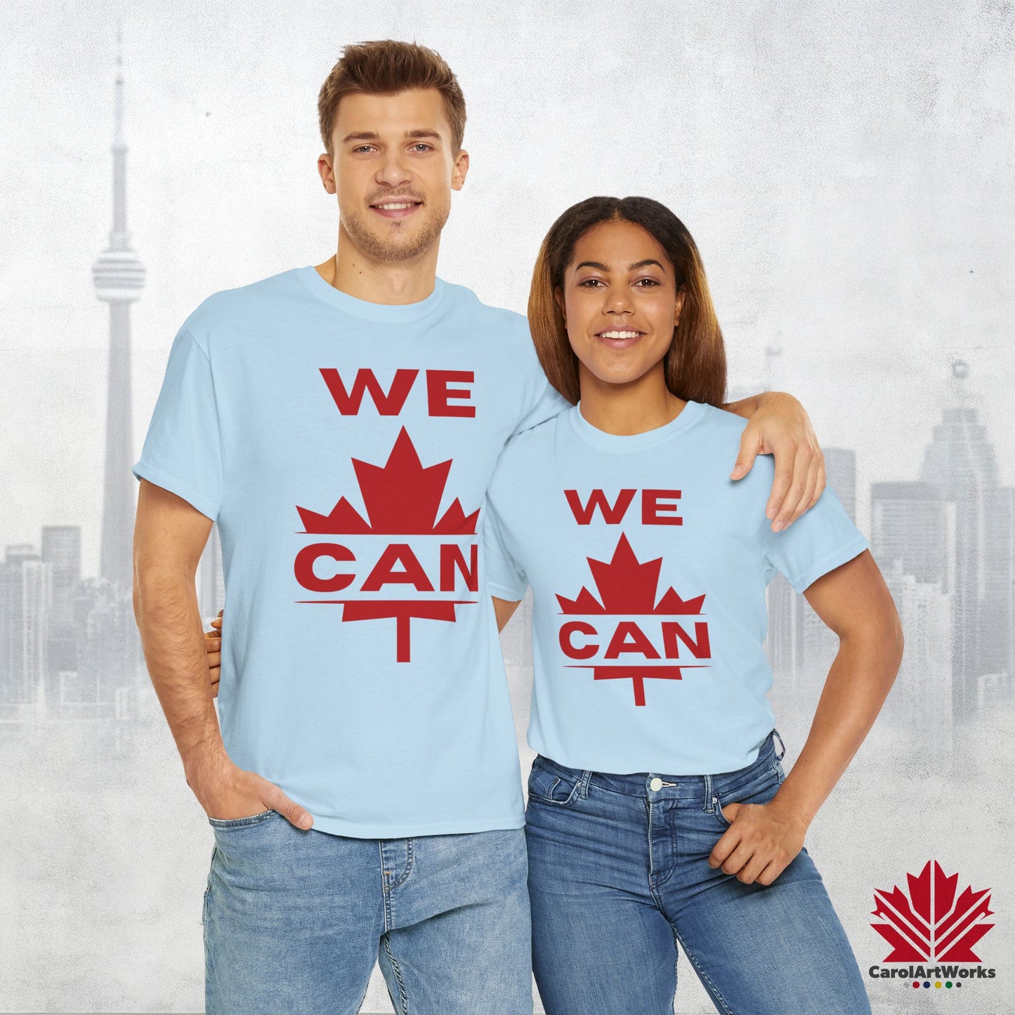 “WE CAN” with Maple Leaf Unisex Cotton Tee – Casual Comfort for Every Occasion