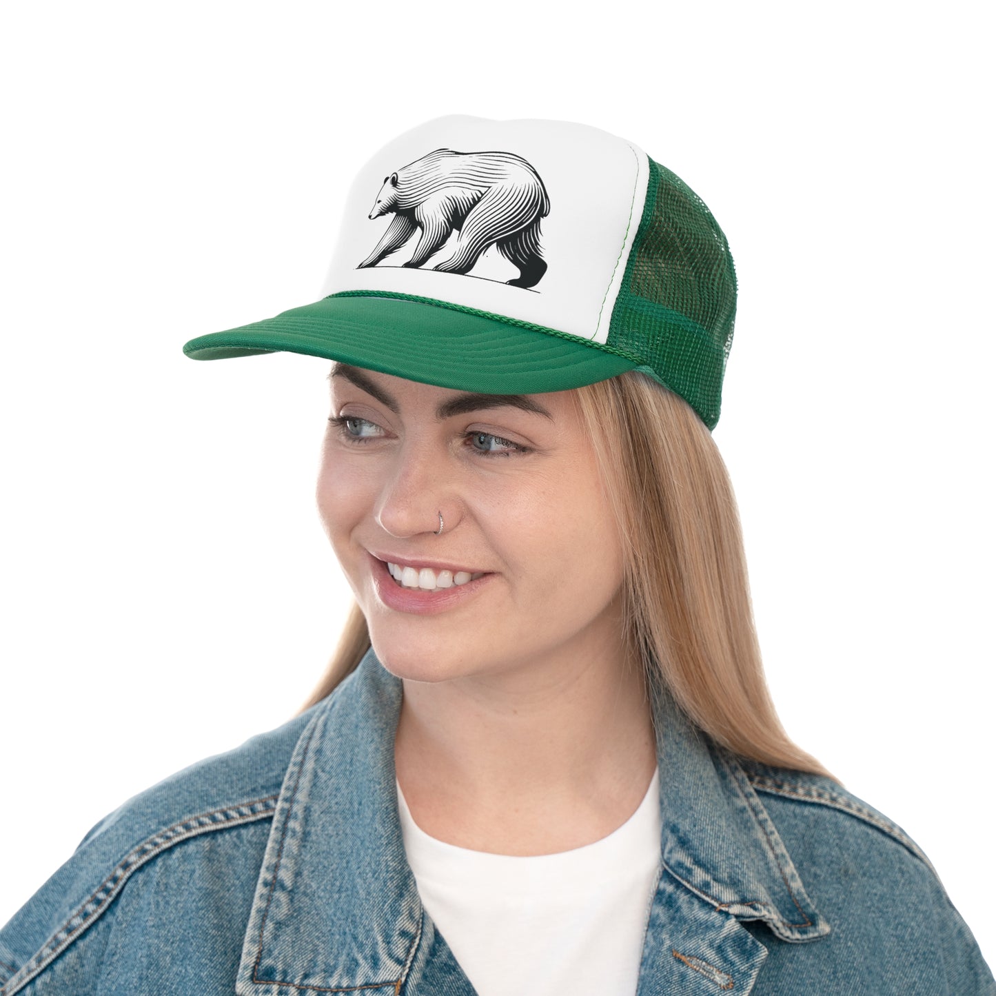 scandinavian minimalistic BEAR Design Trucker Cap β Outdoor Adventure Hat for Nature Lovers