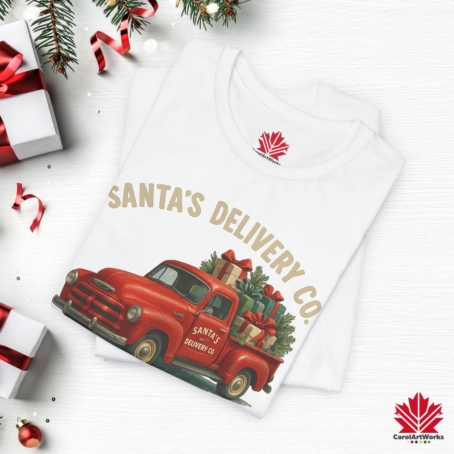Santa’s Delivery Truck | Vintage Christmas Shirt | Red Truck Holiday Tee – Canadian Premium Cotton Gift