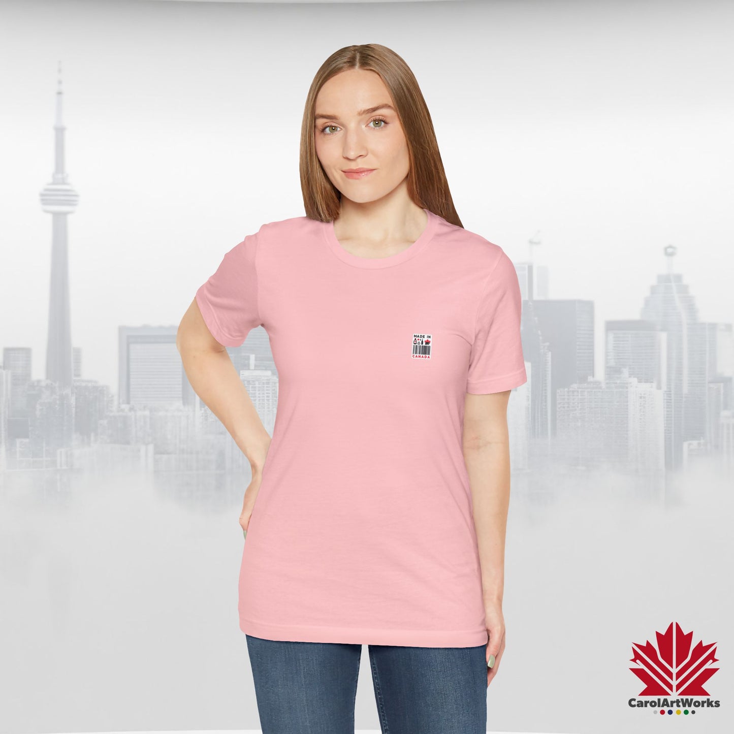 "Made in Canada" product label Design Unisex Short Sleeve Tee β Minimalist, Playful, and Proud
