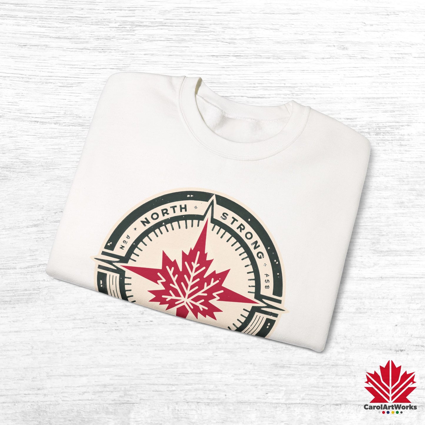 “North Strong” Compass Design Unisex Sweatshirt – Navigate Adventure with Canadian Pride