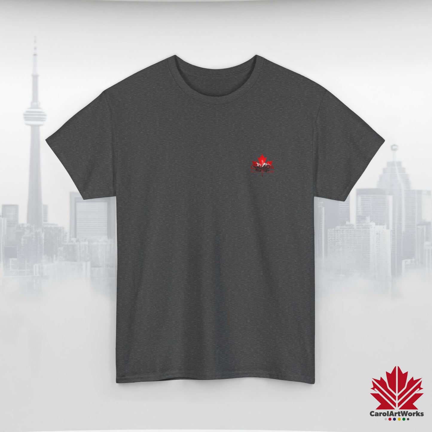 “Canada is not for Sale” Unisex Heavy Cotton Tee – Red Maple Leaf and Mountains, Stylish Canada Shirt