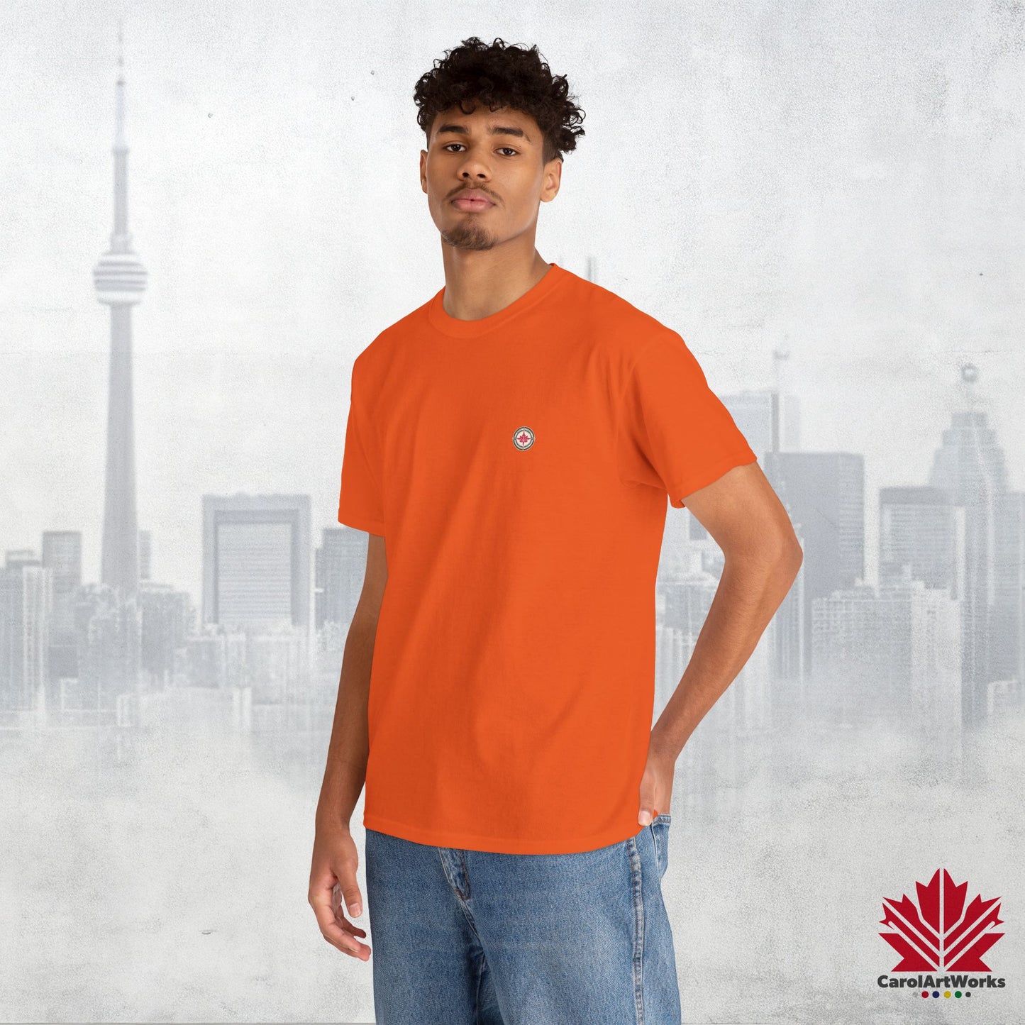 “North Strong” Compass Design – Unisex Cotton Tee – Navigate Adventure with Canadian Pride