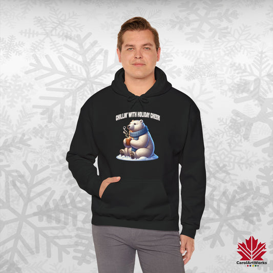 Chillin’ With Holiday Cheer Hoodie | Polar Bear Christmas Hoodie | Canadian-Made Fleece Hoodie