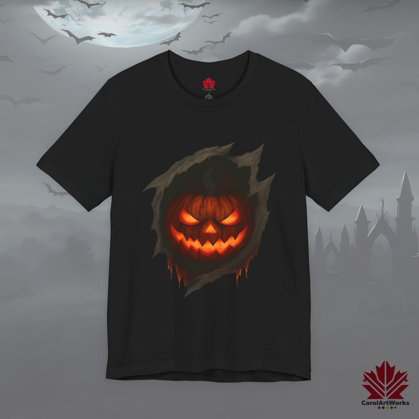 Pumpkin Core – Halloween Tee | Fiery Pumpkin Heart Design
