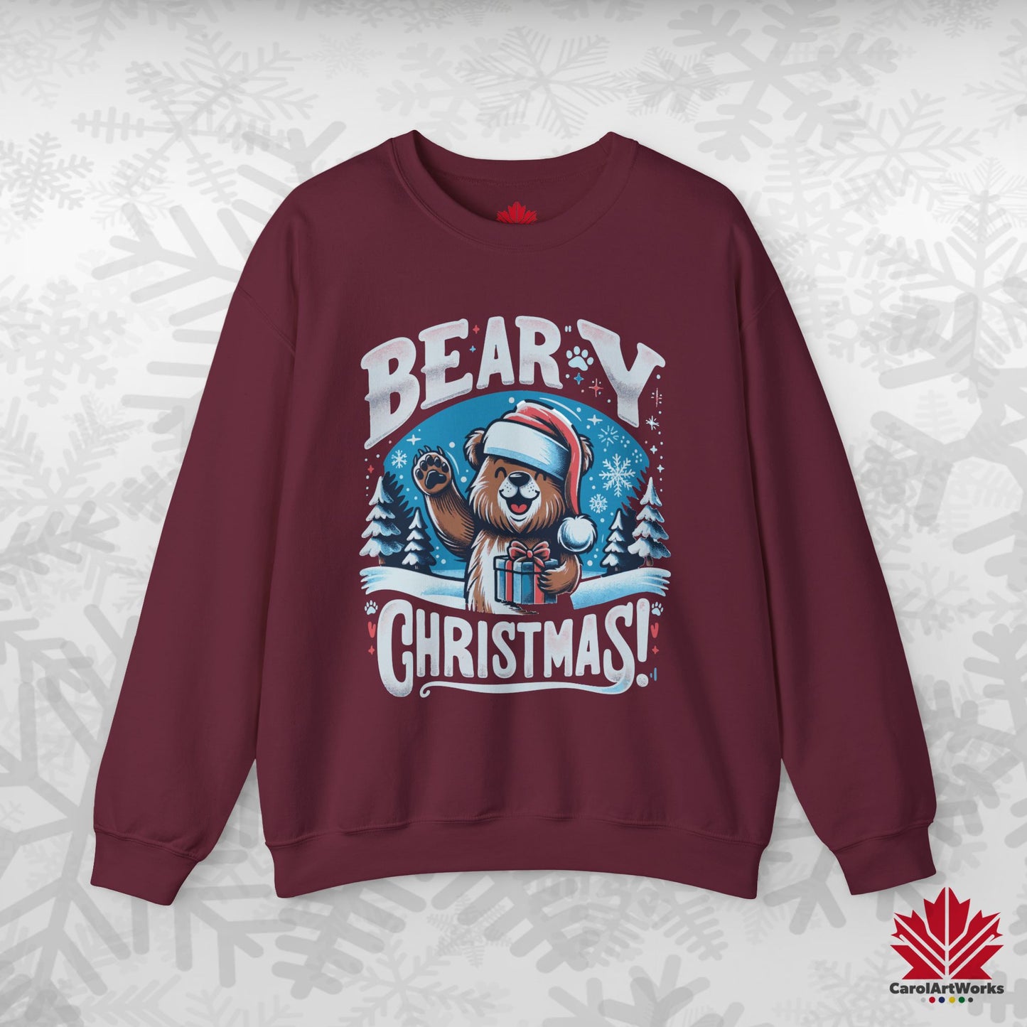 Beary Christmas Sweatshirt | Funny Bear Holiday Crewneck | Premium Fleece, Canadian-Made Christmas Gift