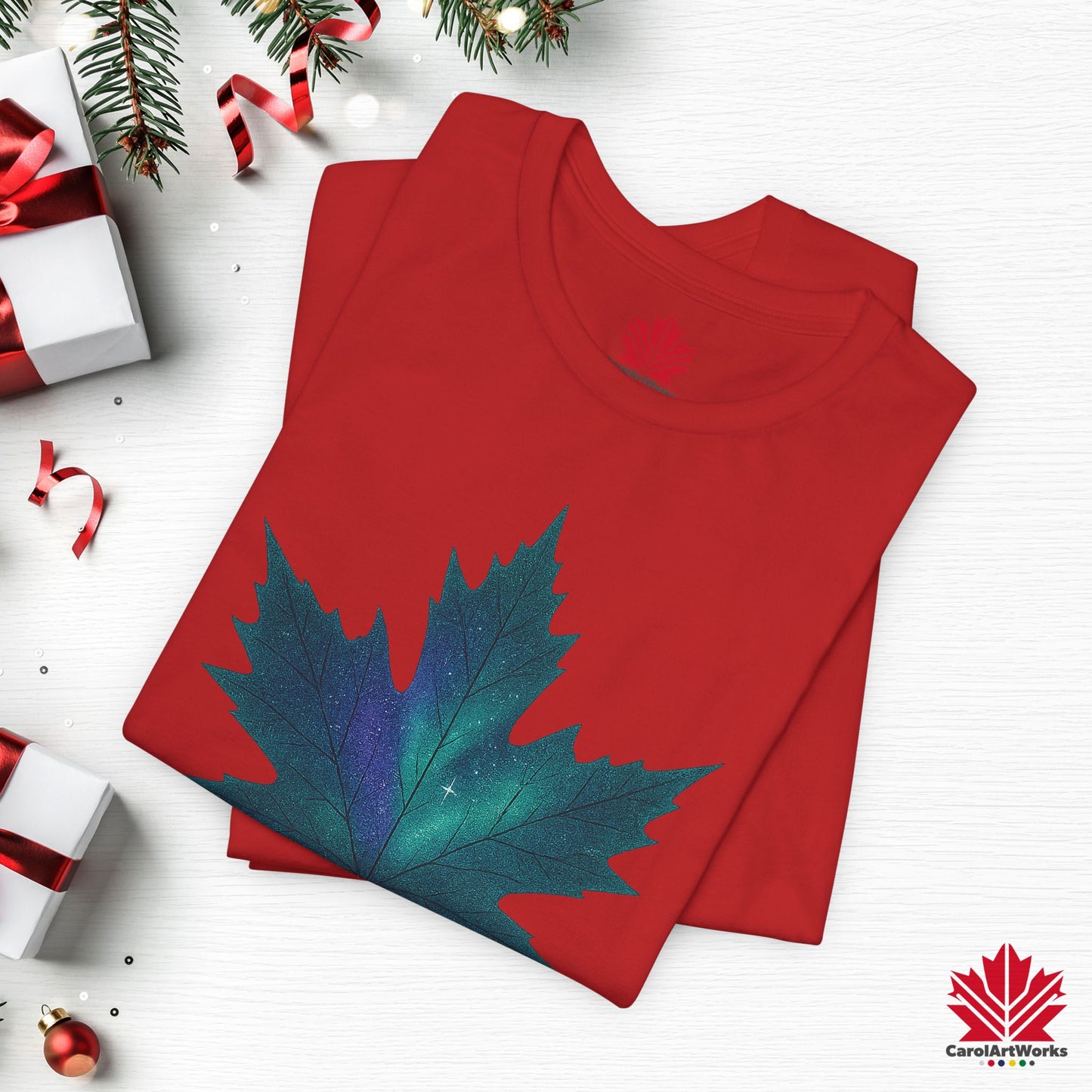 True North Christmas | Maple Leaf Holiday Tee | Proudly Canadian Christmas Shirt – Premium Cotton Gift