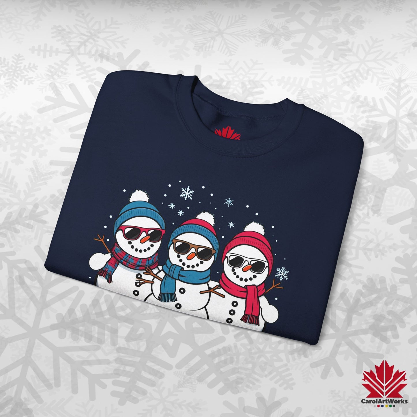 Cool Snow Squad Sweatshirt | Snowman Christmas Crewneck | Canadian-Made Holiday Fleece