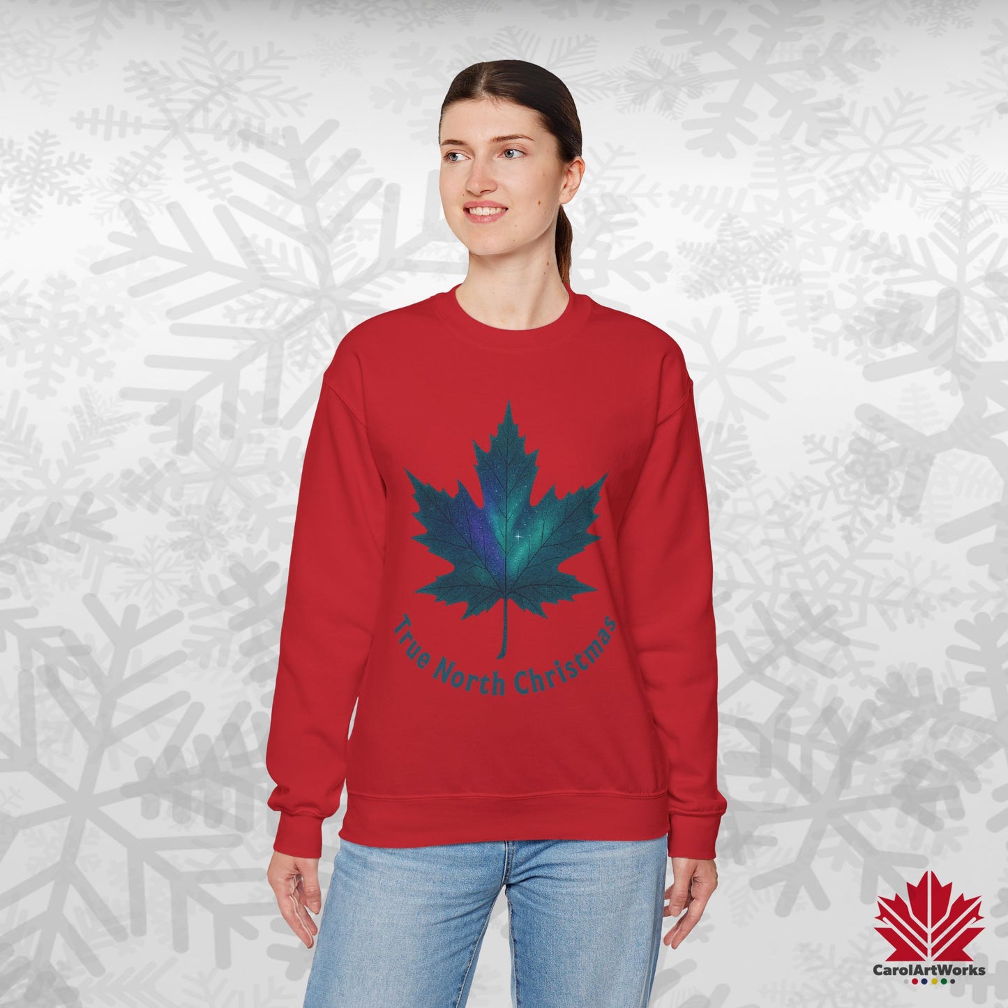True North Christmas Sweatshirt | Maple Leaf Holiday Crewneck | Premium Fleece, Canadian-Made