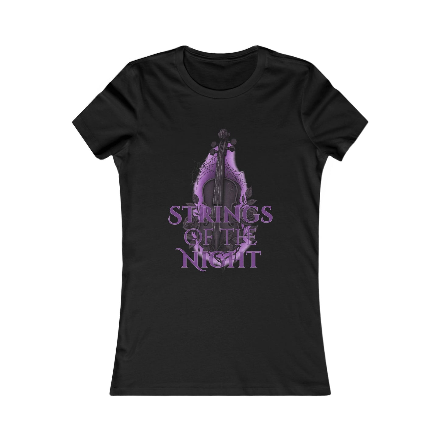 Strings of the Night – Women’s Elegant Gothic Tee | Spooky Music Lover’s Shirt