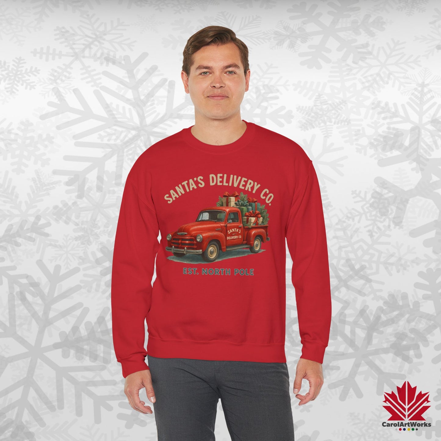 Santa’s Delivery Truck Sweatshirt | Vintage Christmas Crewneck | Canadian Fleece, Premium Quality