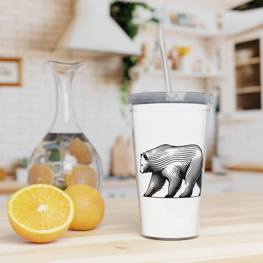 scandinavian minimalistic Design BEAR Tumbler with Straw – Nature Inspired Graphic