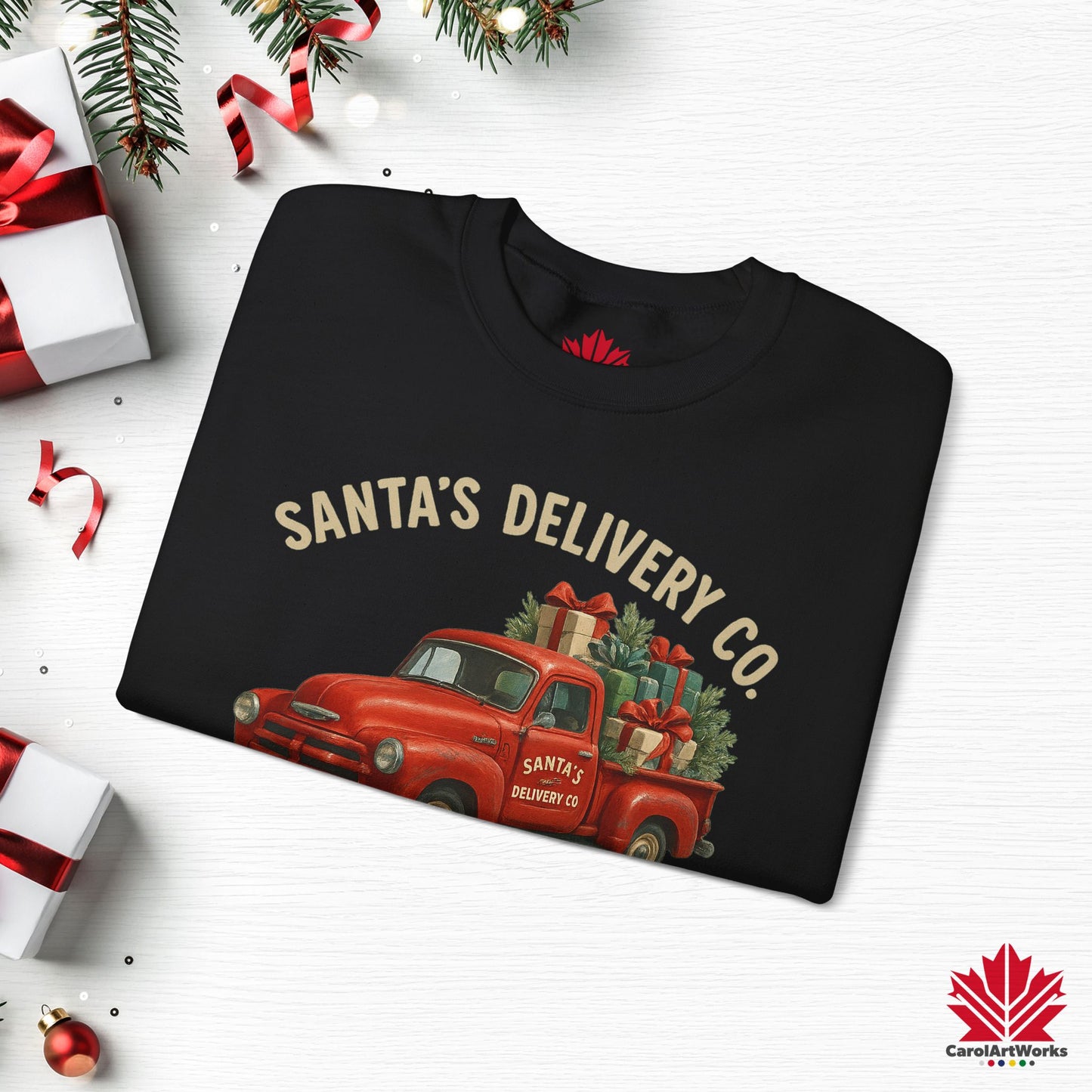Santa’s Delivery Truck Sweatshirt | Vintage Christmas Crewneck | Canadian Fleece, Premium Quality