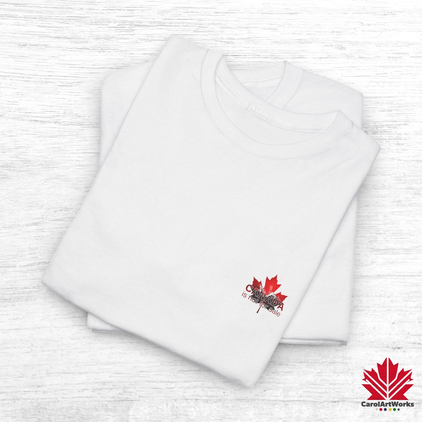 “Canada is not for Sale” Unisex Heavy Cotton Tee – Red Maple Leaf and Mountains, Stylish Canada Shirt