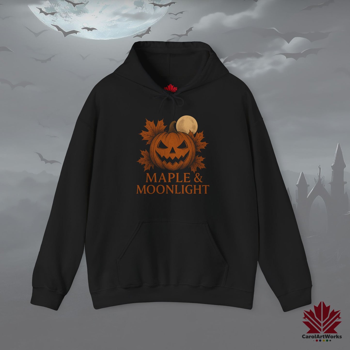 Maple & Moonlight – Cozy Canadian Halloween Hoodie