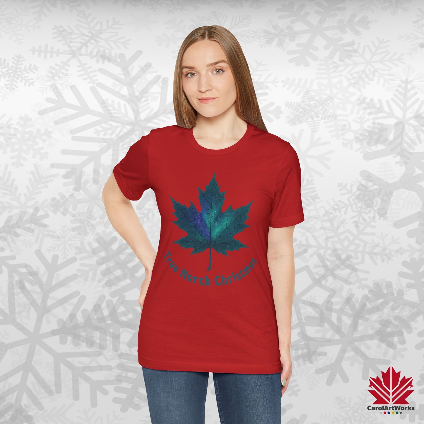True North Christmas | Maple Leaf Holiday Tee | Proudly Canadian Christmas Shirt – Premium Cotton Gift