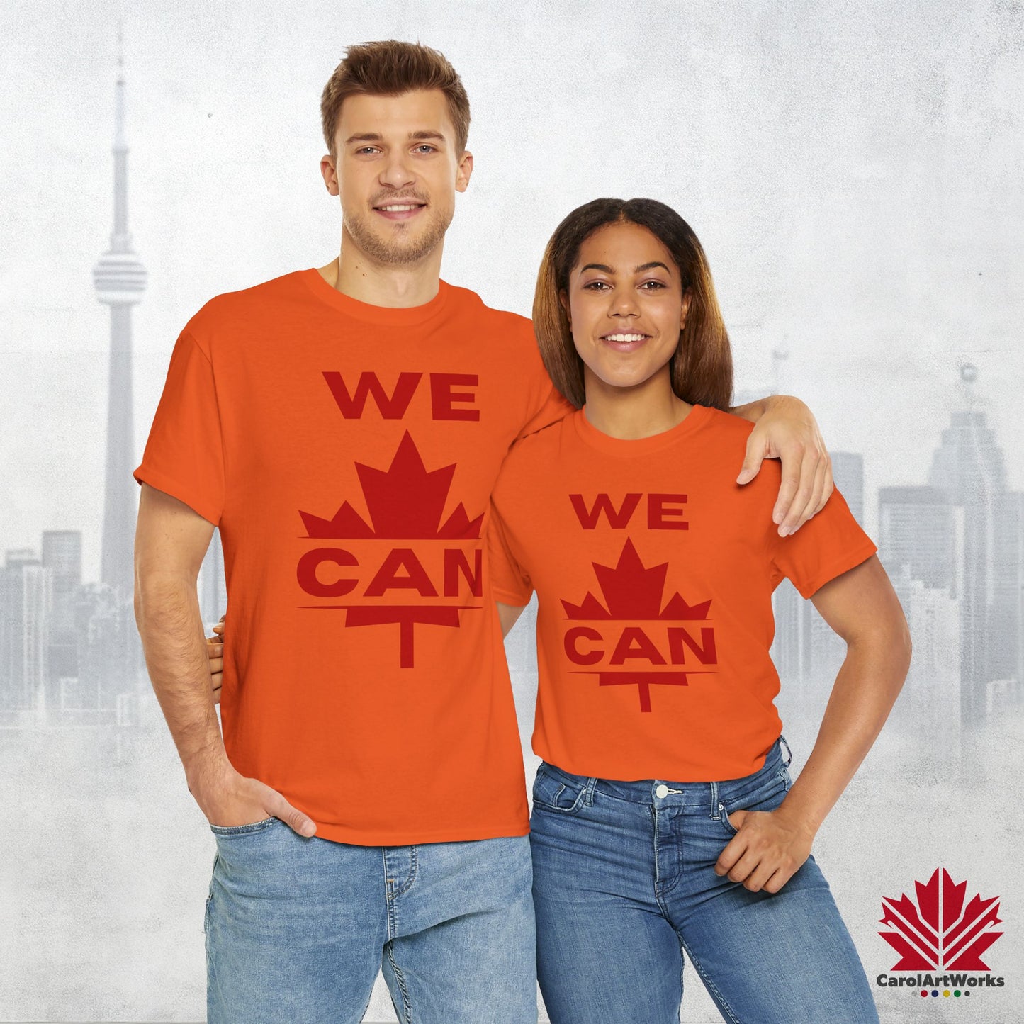 “WE CAN” with Maple Leaf Unisex Cotton Tee – Casual Comfort for Every Occasion