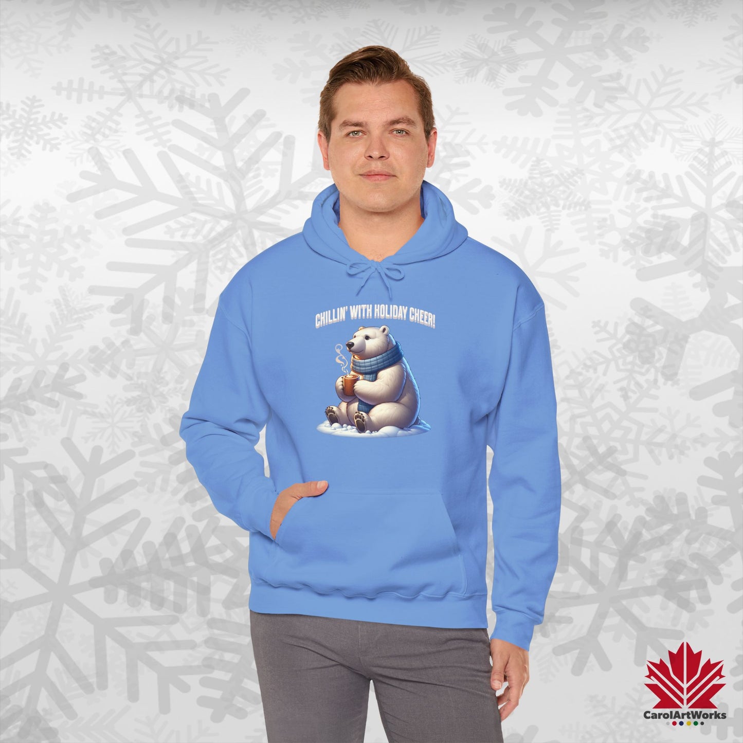 Chillin’ With Holiday Cheer Hoodie | Polar Bear Christmas Hoodie | Canadian-Made Fleece Hoodie
