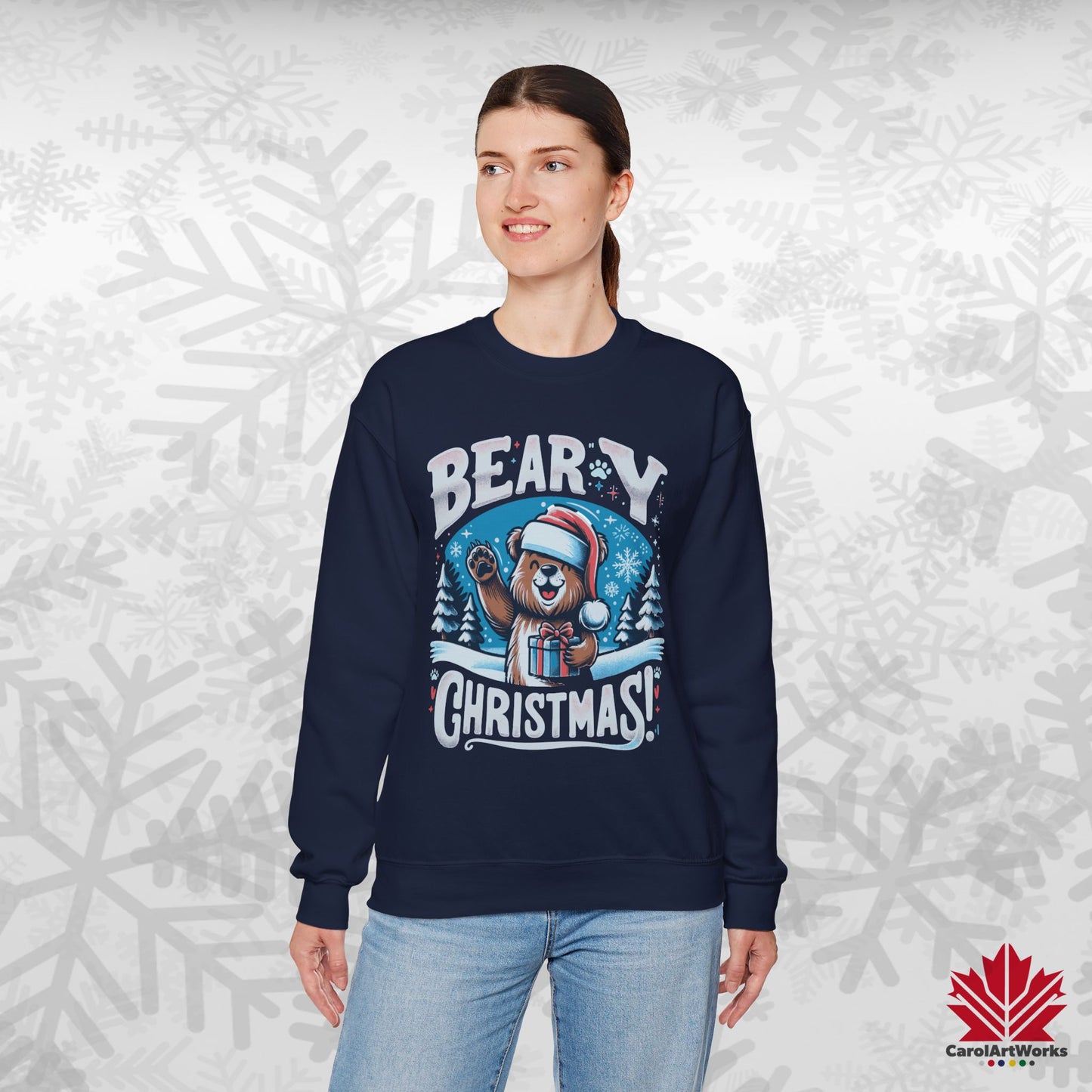 Beary Christmas Sweatshirt | Funny Bear Holiday Crewneck | Premium Fleece, Canadian-Made Christmas Gift
