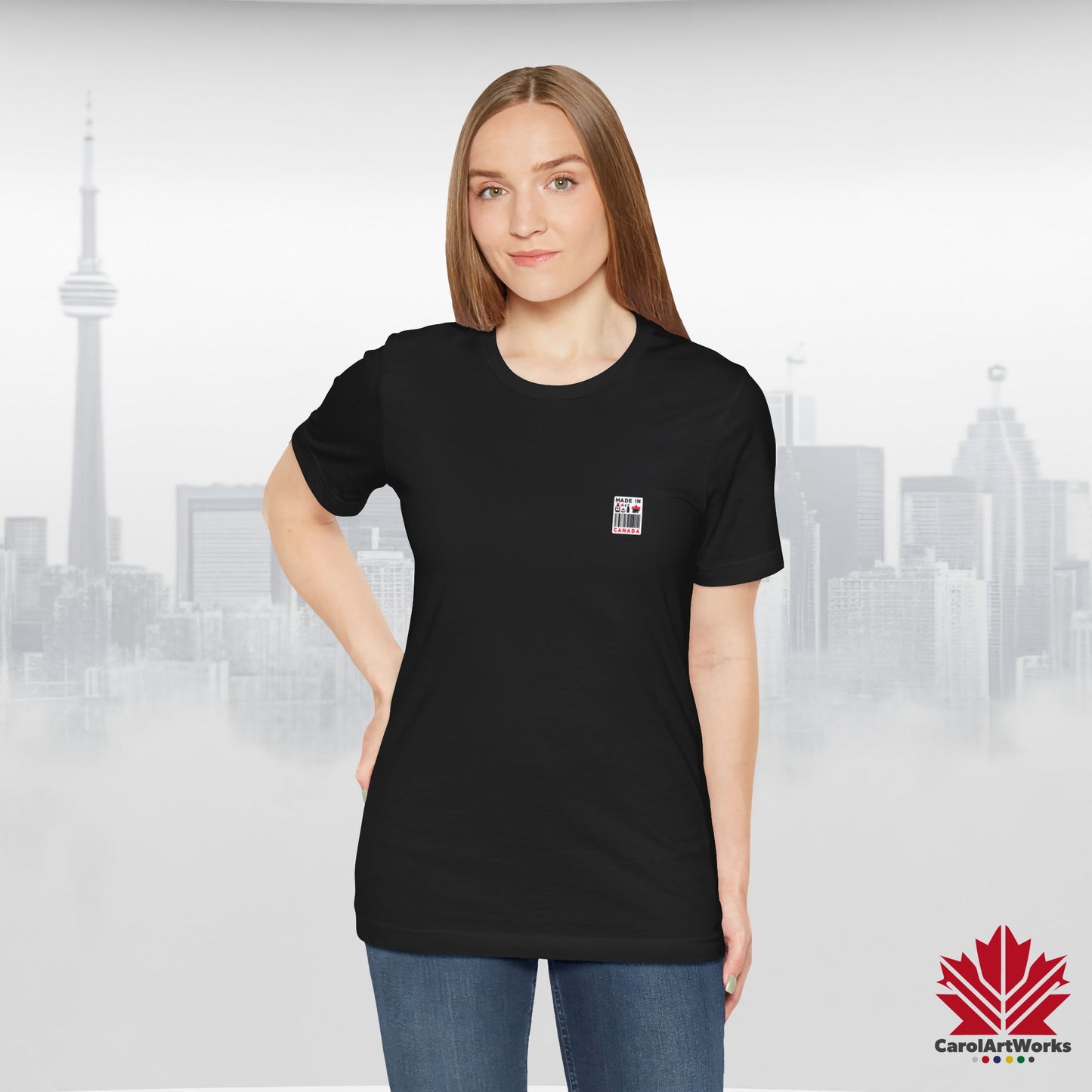 "Made in Canada" product label Design Unisex Short Sleeve Tee β Minimalist, Playful, and Proud