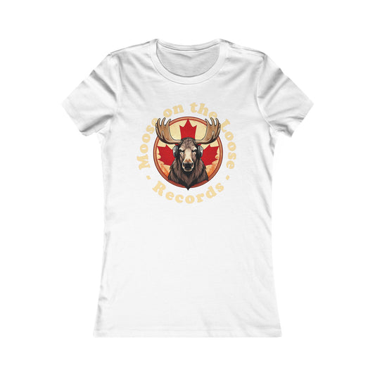 “Moose on the Loose Records” Women’s Fitted Tee – A Hit for Every Playlist