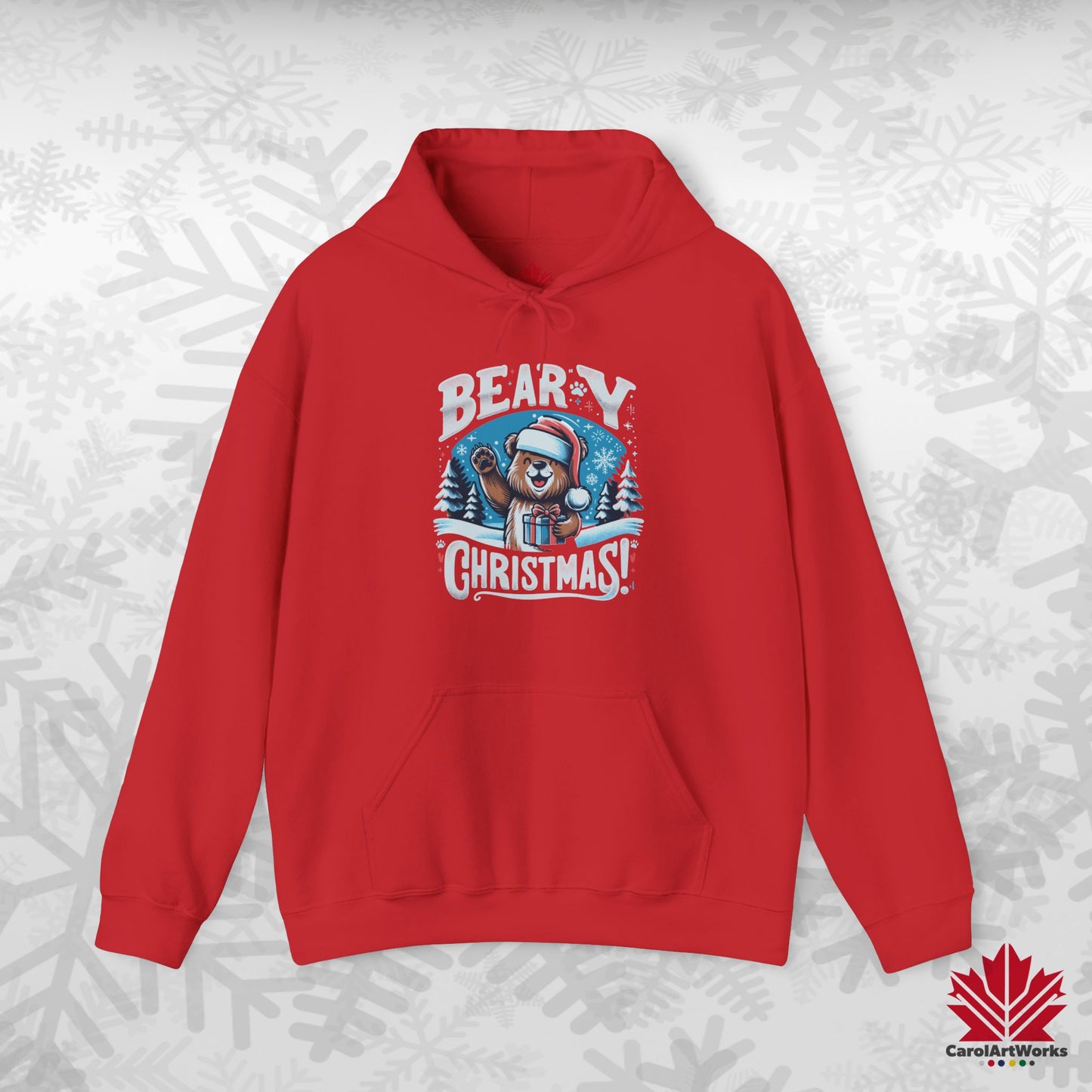 Beary Christmas Hoodie | Funny Bear Christmas Hoodie | Canadian Fleece Hoodie – Premium Softstyle Cotton