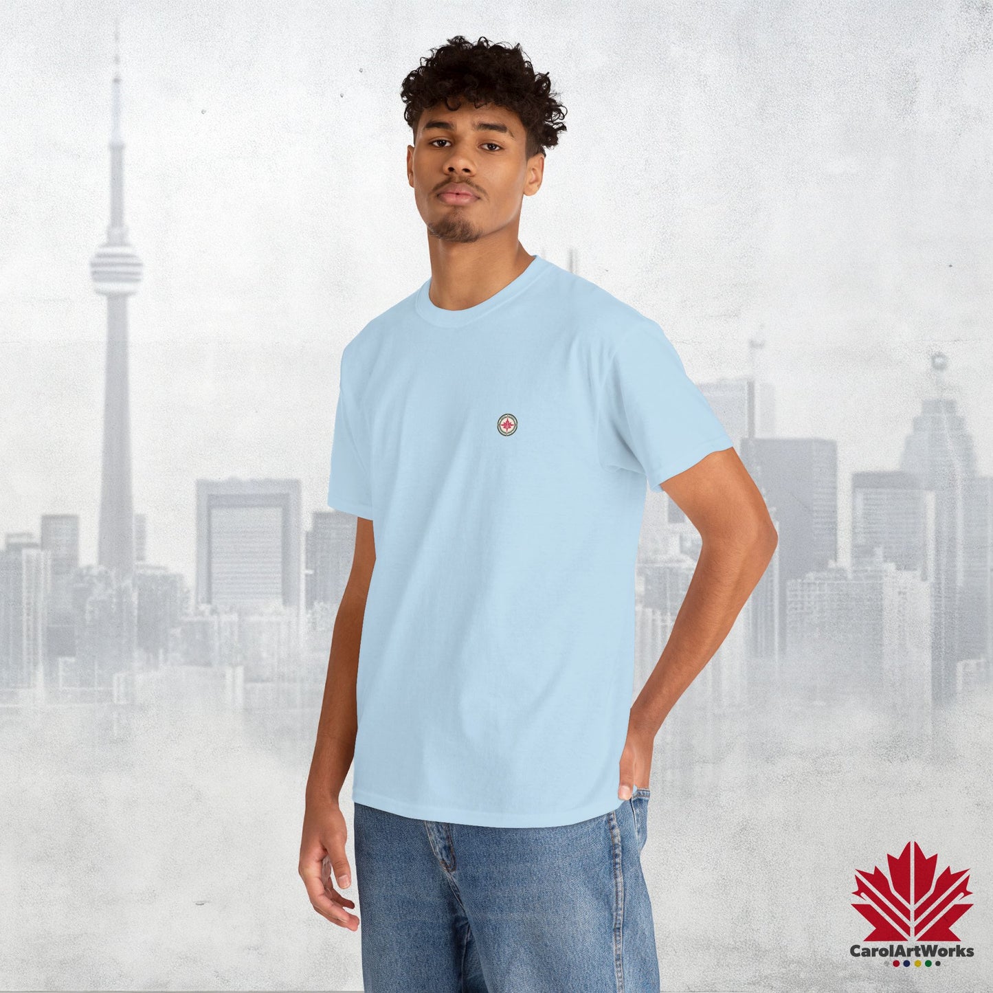 “North Strong” Compass Design – Unisex Cotton Tee – Navigate Adventure with Canadian Pride