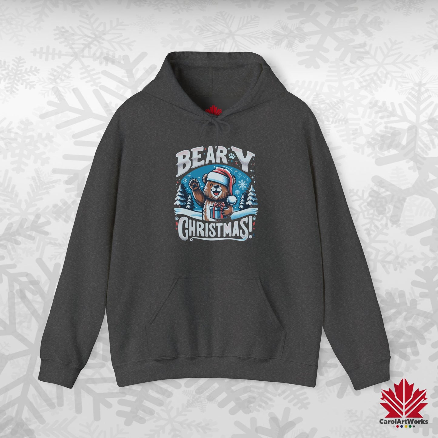 Beary Christmas Hoodie | Funny Bear Christmas Hoodie | Canadian Fleece Hoodie – Premium Softstyle Cotton