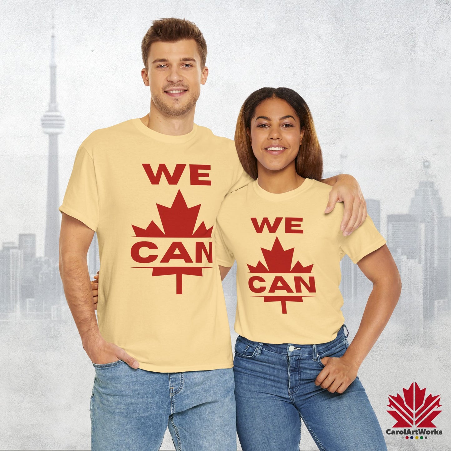 “WE CAN” with Maple Leaf Unisex Cotton Tee – Casual Comfort for Every Occasion