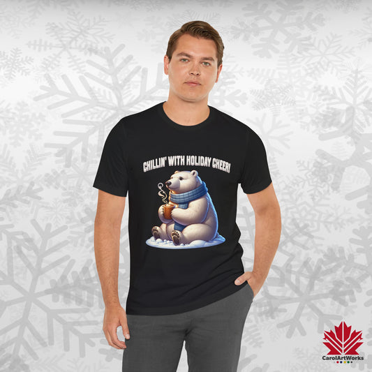 Chillin’ With Holiday Cheer | Polar Bear Christmas Tee | Cozy Canadian Holiday Shirt – Premium Cotton